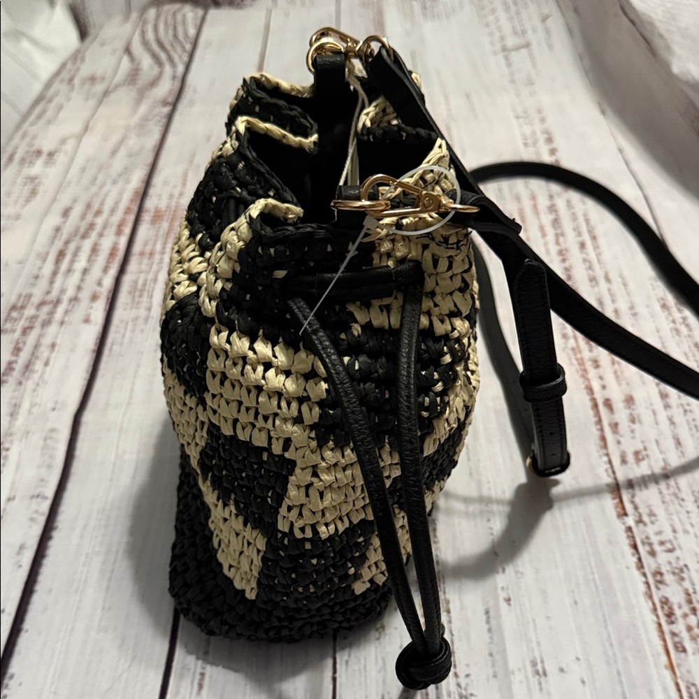 Universal Thread Straw Checkered Woven Drawstring… - image 5